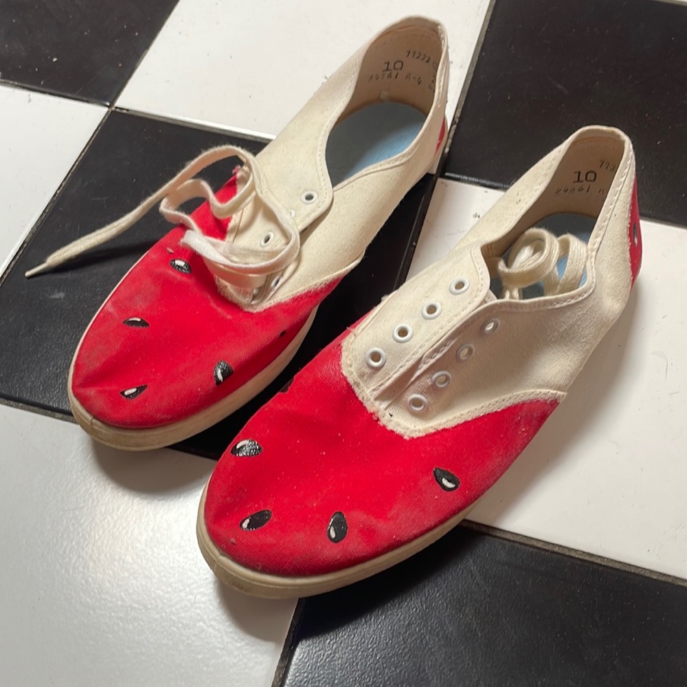 Vintage shoes watermelon painted